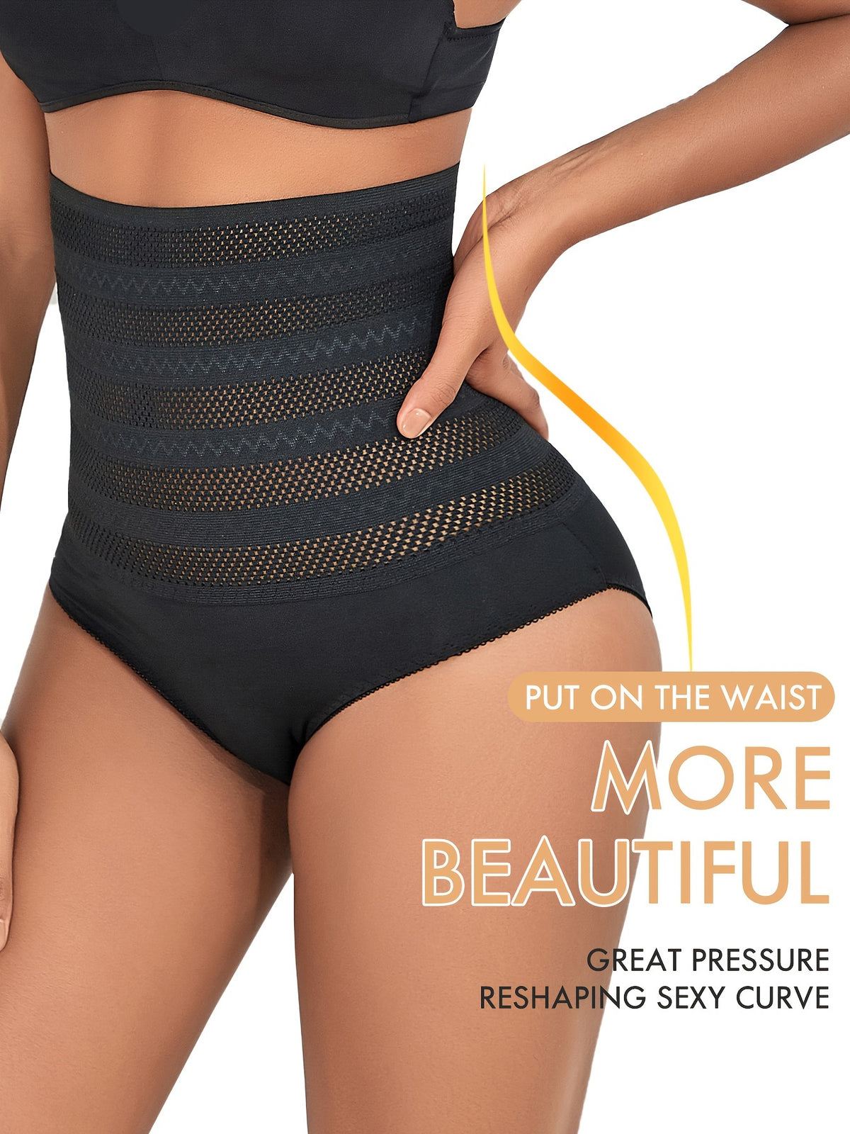 Culotte gainante noir taille haute – effet ventre plat