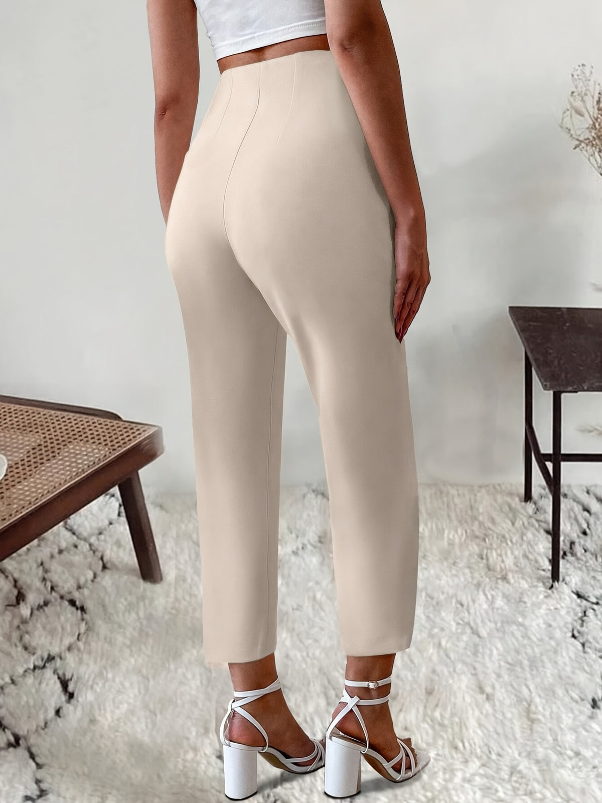 Pantalon taille haute coupe slim
