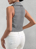 Gilet élégant à imprimé pied-de-poule & boutonnage #collection Paris 2025
