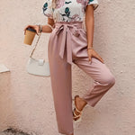 Ensemble élégant pour femme rose & fleurie