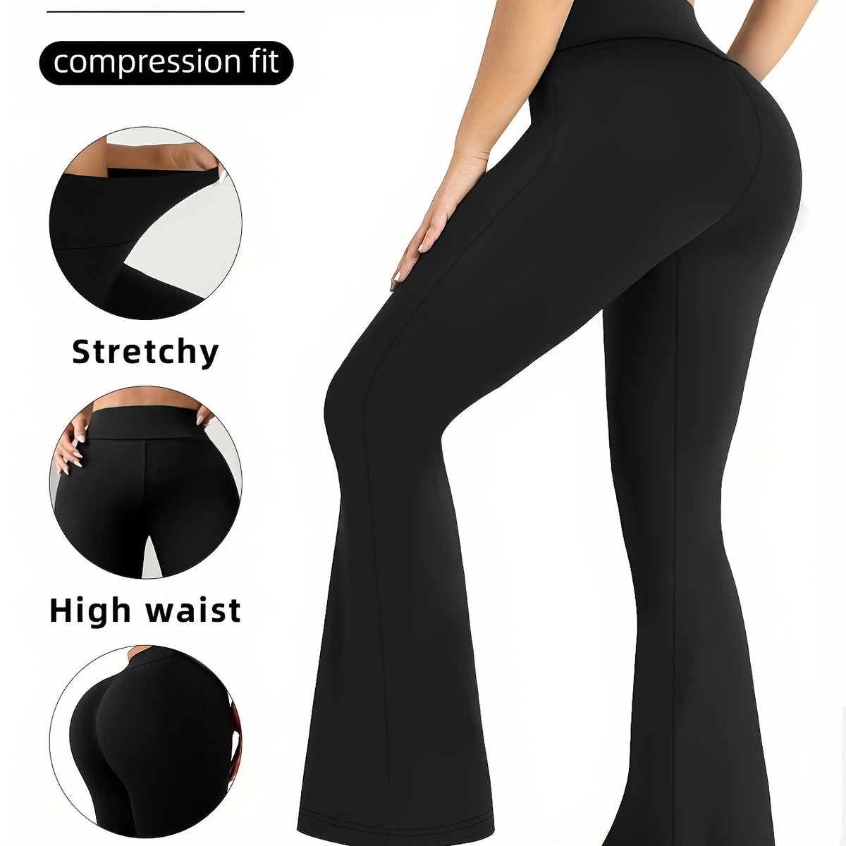 Pantalon évasé taille haute ultra confortable