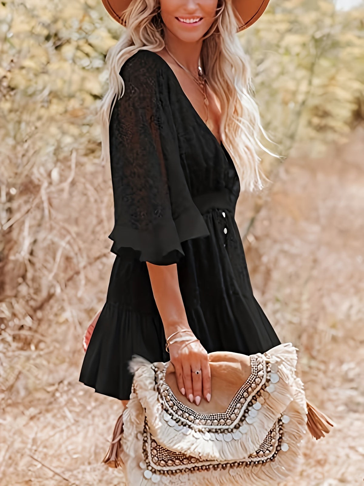 Robe mini élégante à encolure cache-cœur #Monaco
