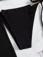 Maillot de bain 2 pièces sexy noir avec jupe