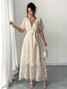 Robe maxi élégante col v avec manches bouffantes #Paris