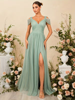 Robe longue de soirée élégante à épaules dénudées