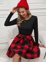Robe élégante A-line à imprimé vichy avec ceinture #collection Paris 2025