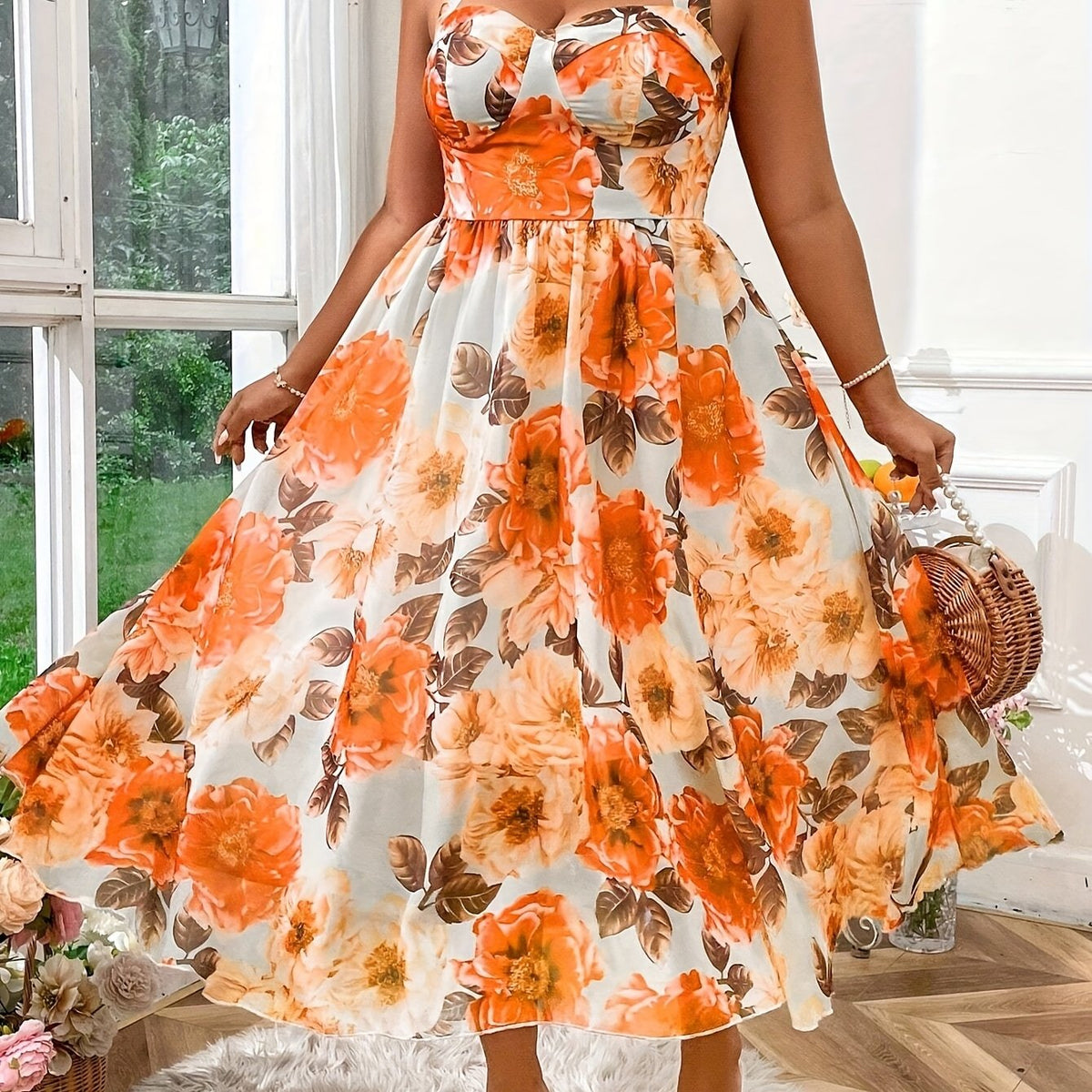 Robe dos nu à imprimé floral