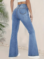 Jean flare taille haute stretch