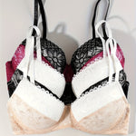 Lot de 3 soutien-gorge push-up en dentelle élégante