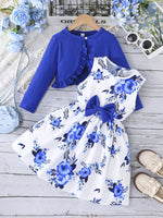 Ensemble fille : robe à bretelles avec nœud