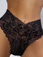 Culotte sexy en dentelle florale noir