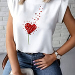 T-shirt blanc élégant avec motif romantique #collection Paris