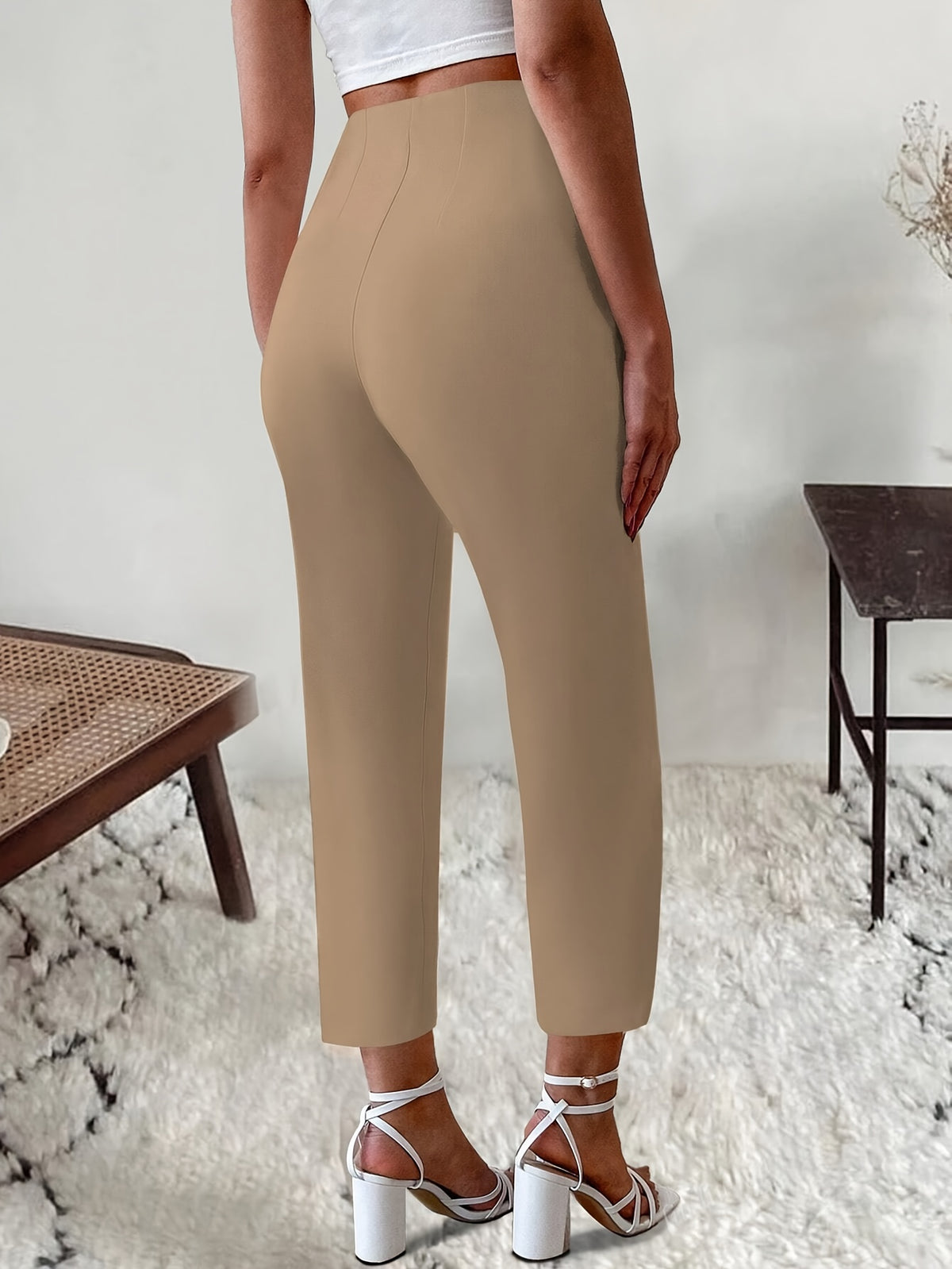 Pantalon taille haute coupe slim