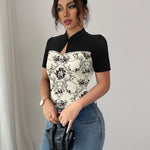 T-shirt femme bicolore noir et blanc #Paris