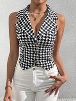 Gilet élégant à imprimé pied-de-poule & boutonnage #collection Paris 2025