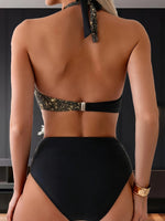 Maillot de bain 2 pièces sexy taille haute à pois