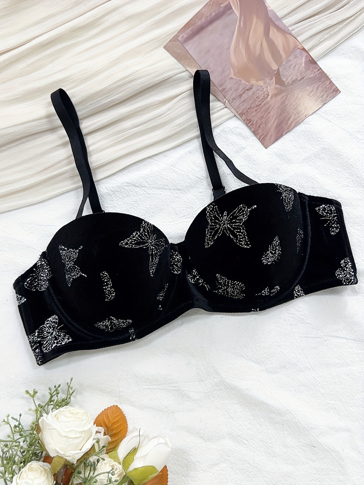 Ensemble sexy en velours avec imprimé papillon