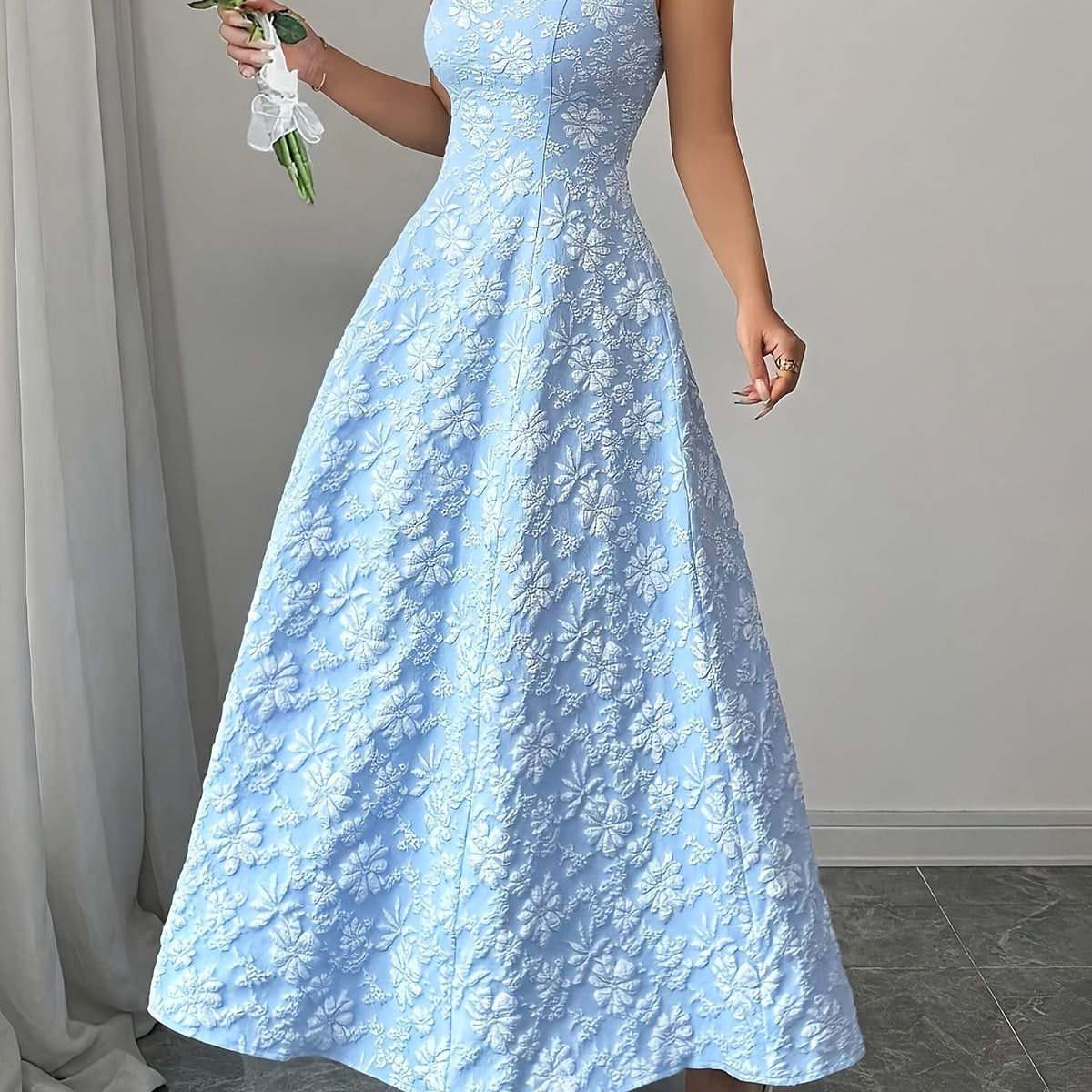 Robe grande taille élégante en jacquard floral