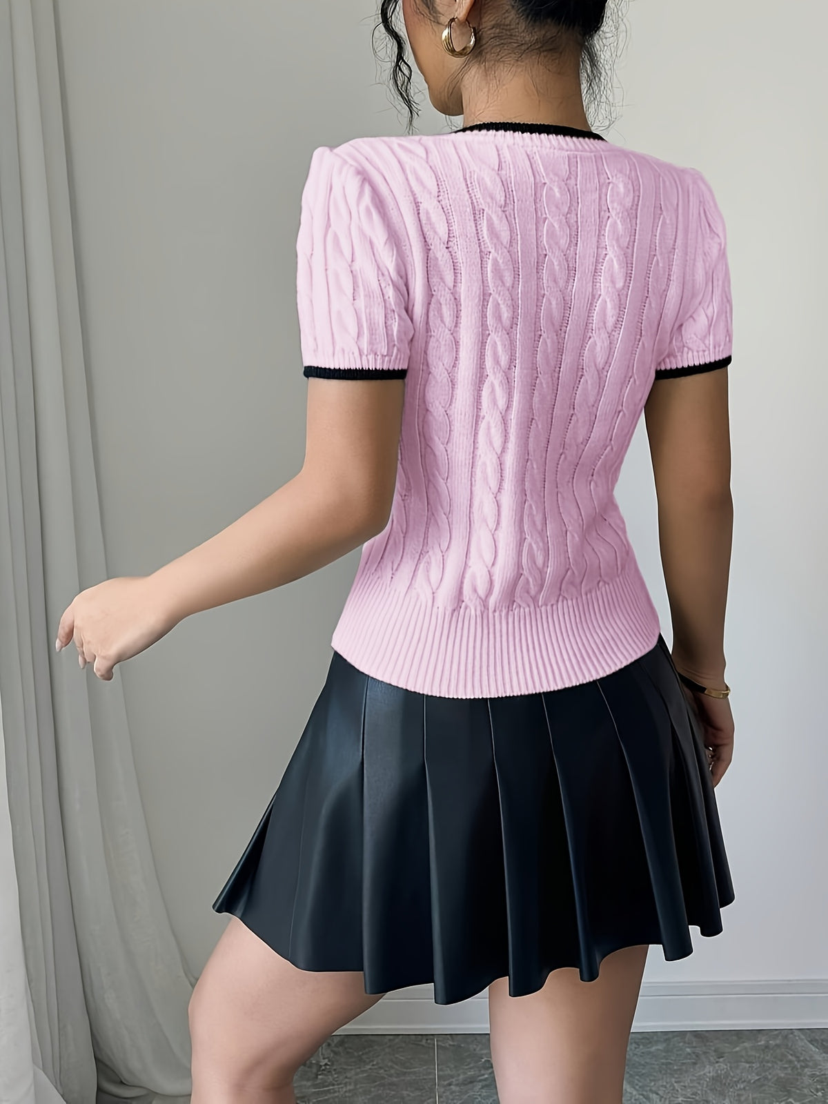Top en maille rose pastel pour femme #Paris