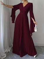 Robe longue élégante à volants et manches bouffantes