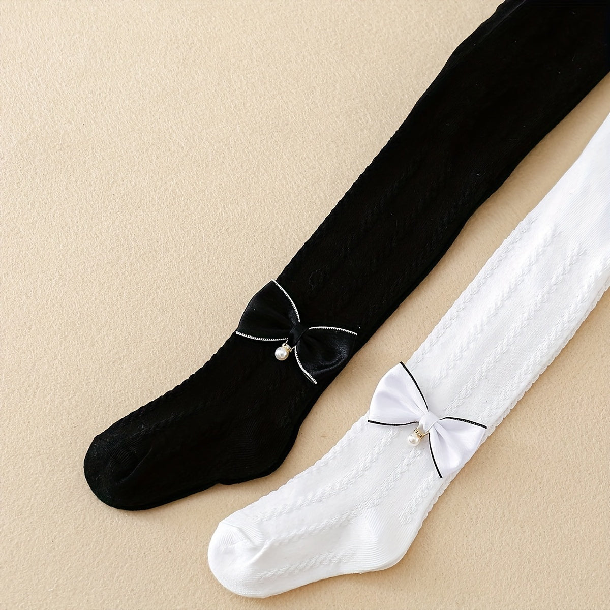 Lot de 2 collants texturés avec nœud