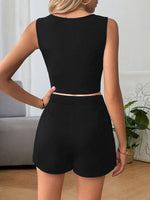 Ensemble débardeur découpé et jupe-short #collection Paris