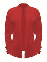 Blazer rouge élégant à manches longues avec boutons décoratifs #Paris