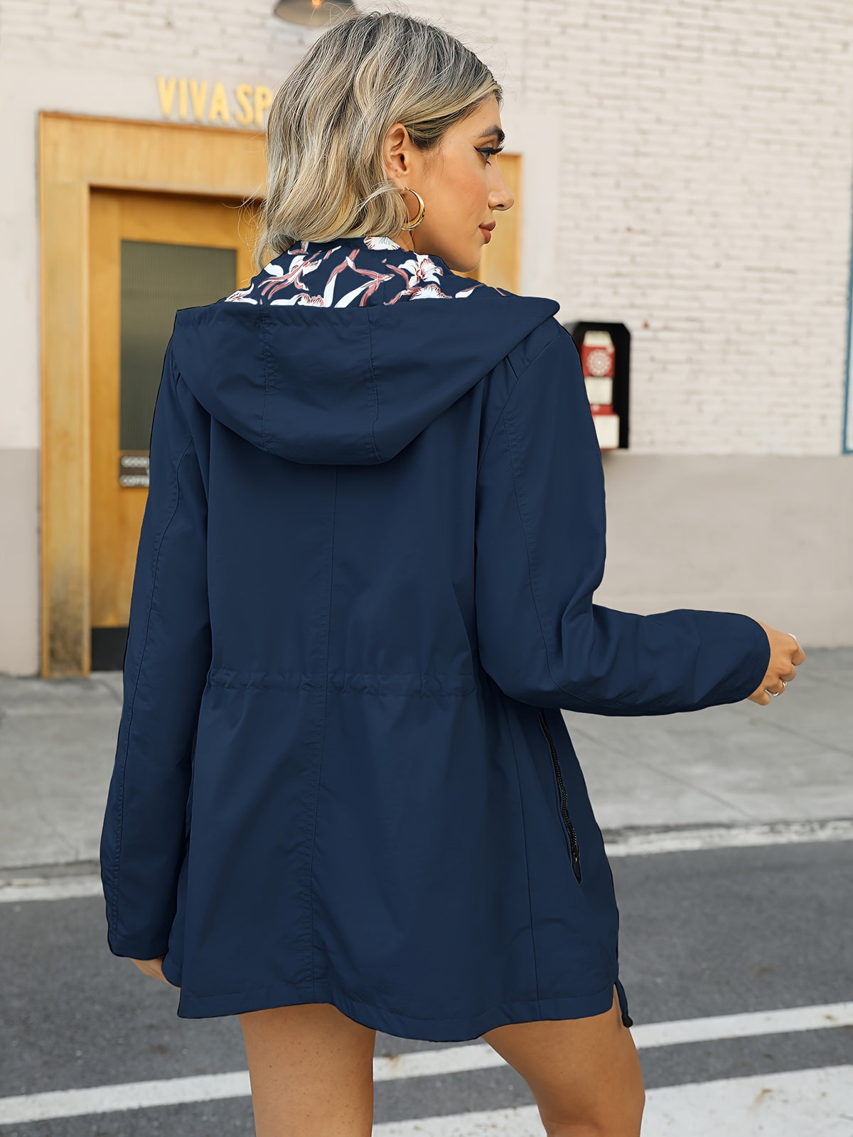 Veste légère réversible à imprimé floral pour femme #L911