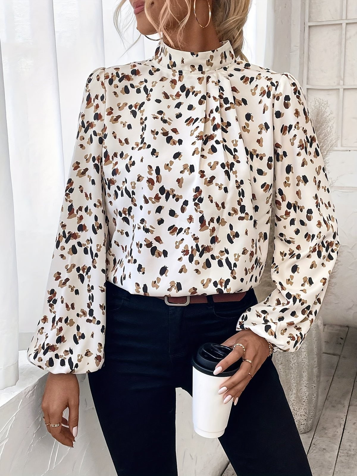 Blouse élégante à manches bouffantes pour femmes #Paris