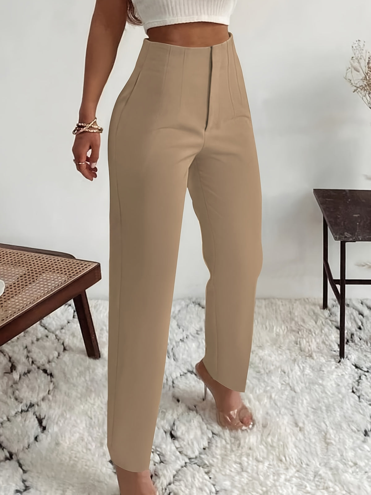Pantalon taille haute coupe slim