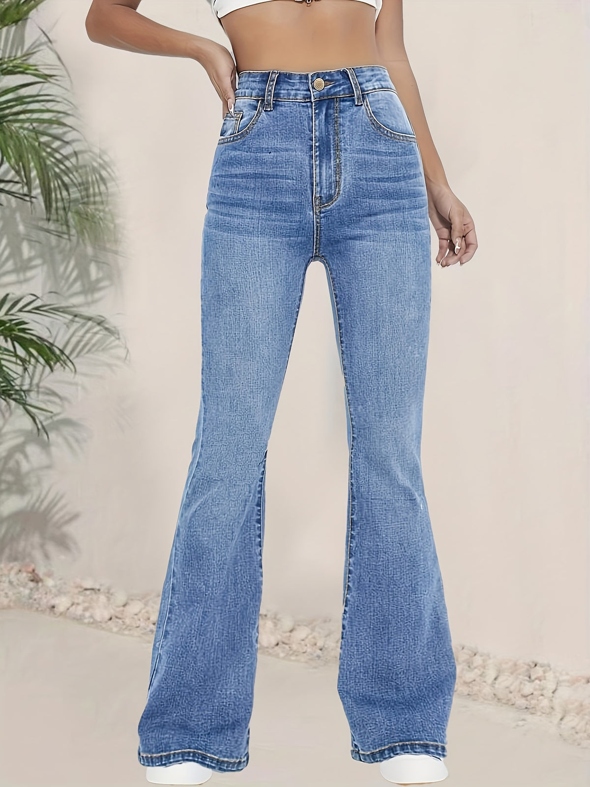Jean flare taille haute stretch