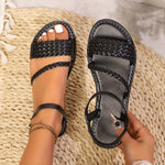 Comfortable summer sandals for women with minimalist style, featuring slip-on design and cushioned sole.