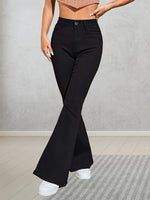 Jeans évasés taille haute noirs chic 