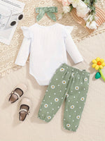 Ensemble fille vert & blanc