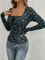 Blouse fleurie à encolure carrée pour femme #Paris