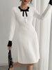 Robe tricotée bicolore taille haute #collection Paris