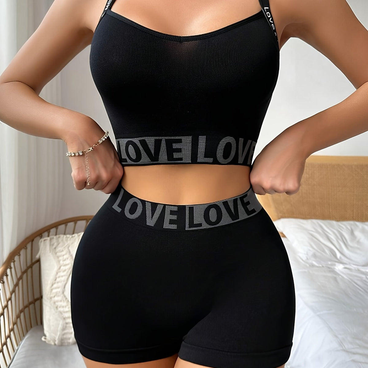Ensemble crop top & short taille haute