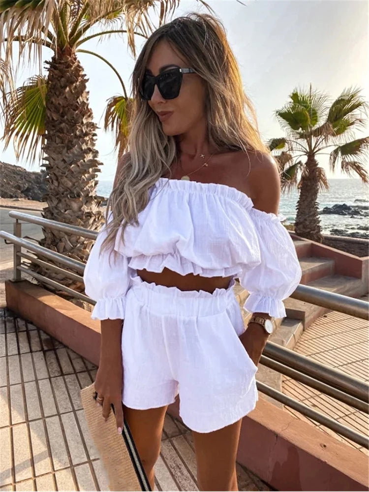 Ensemble Femme Lin & Coton blanc – Élégance Naturelle #collection MONACO 2025