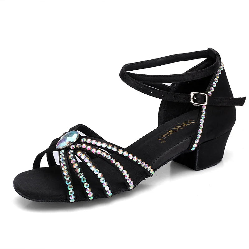 Sandale ouverte noir avec perles