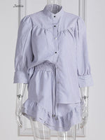 JASTIE Casual Striped Shirt blue stripes – Elegance &amp; Comfort #collection MONACO 2025