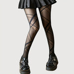 Collants résille élégants à motifs croisés 