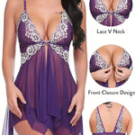 Nuisette sexy en dentelle et tulle transparent