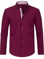 Chemise habillée homme manches longues #Bordeaux