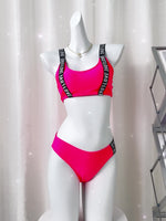 Maillot de bain 2 pièces sexy rouge fluo