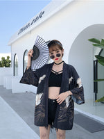 Kimono ouvert à imprimé grue