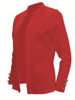 Blazer rouge élégant à manches longues avec boutons décoratifs #Paris