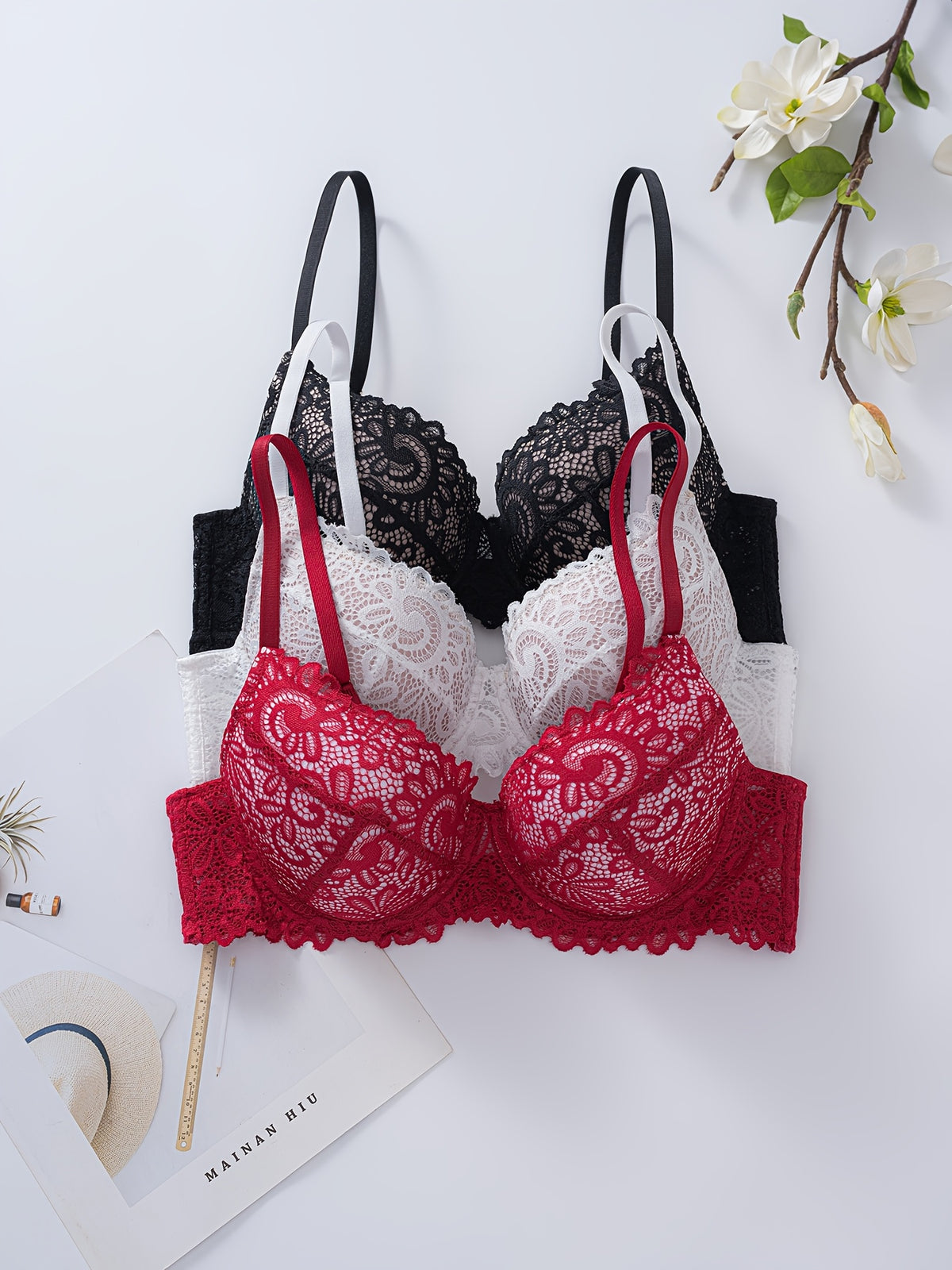 Ensemble 3 pièces en dentelle élégante