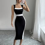 Robe midi sans manches noire et blanche #collection Paris