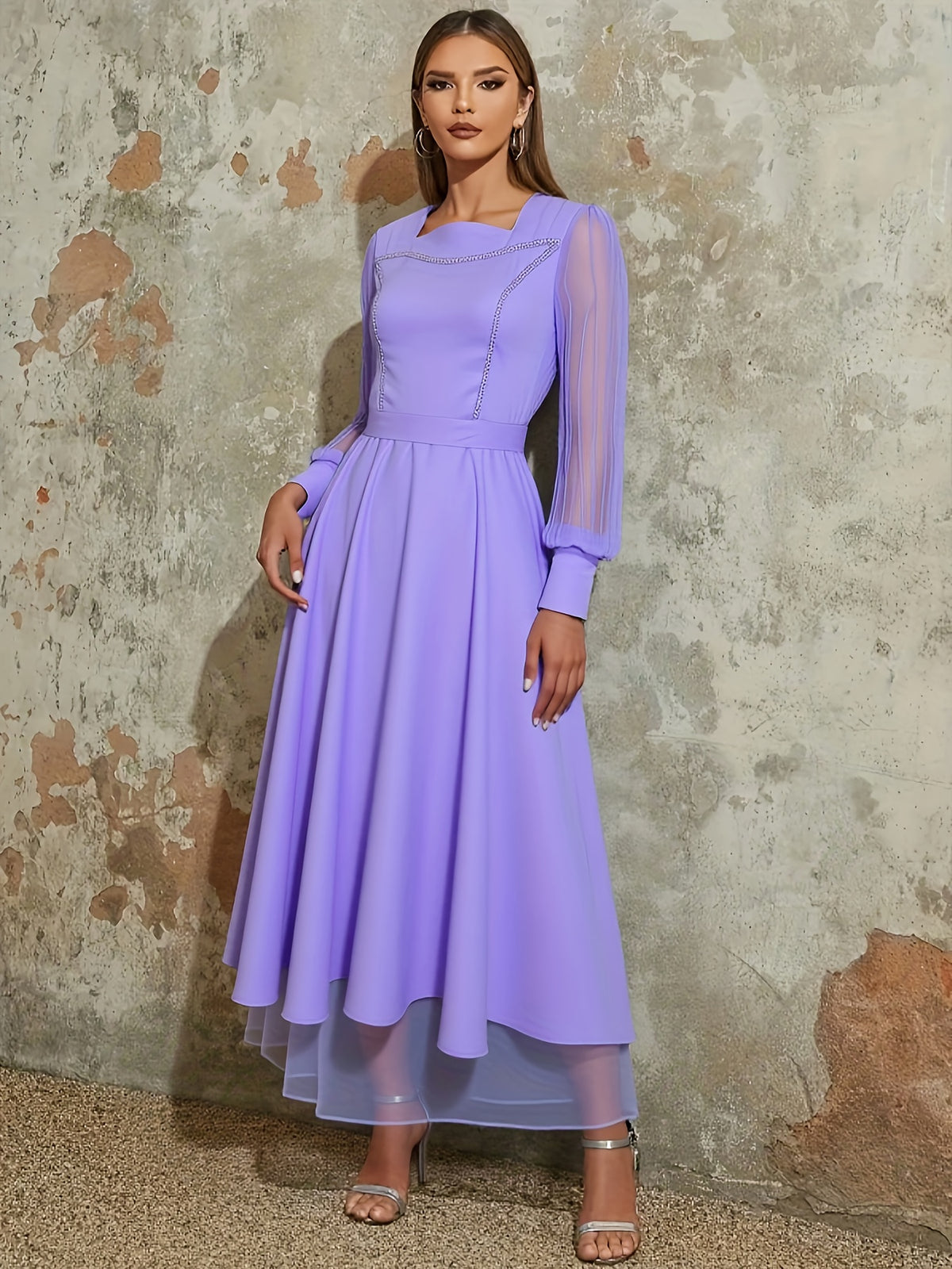 Robe longue élégante en mousseline