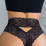 Culotte sexy en dentelle florale noir